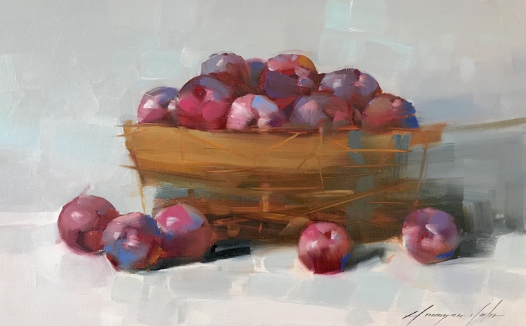 Plums, Still Life Original oil Painting, Handmade artwork, One of a Kind   